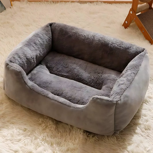 Soft Plush Pet Basket Bed – Warm Sleeping Bed for Cats & Small Dogs